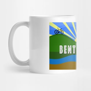 Bentonville, Arkansas design with sunrise, mountain bike and airplane Mug